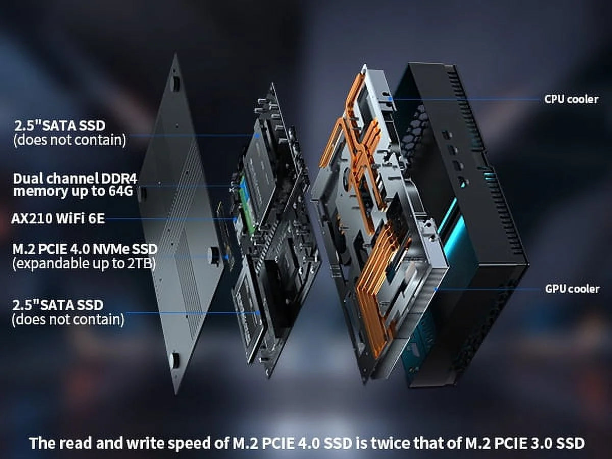 Kinupte Mini Gaming PC, Intel I9-12900F, 64GB RAM, 1TB Pcie SSD, Geforce RTX 3060, Windows 11 Pro