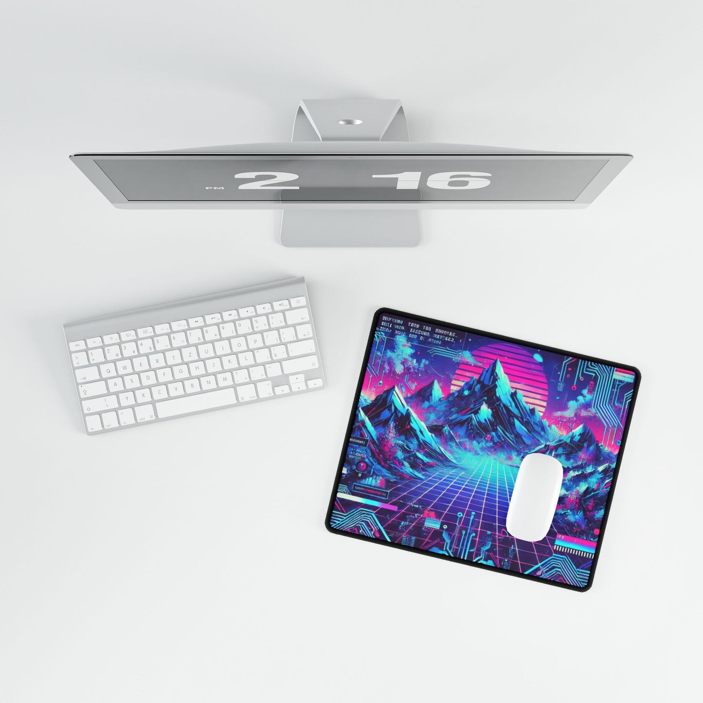 Retro Mountain Themed Desk Mat