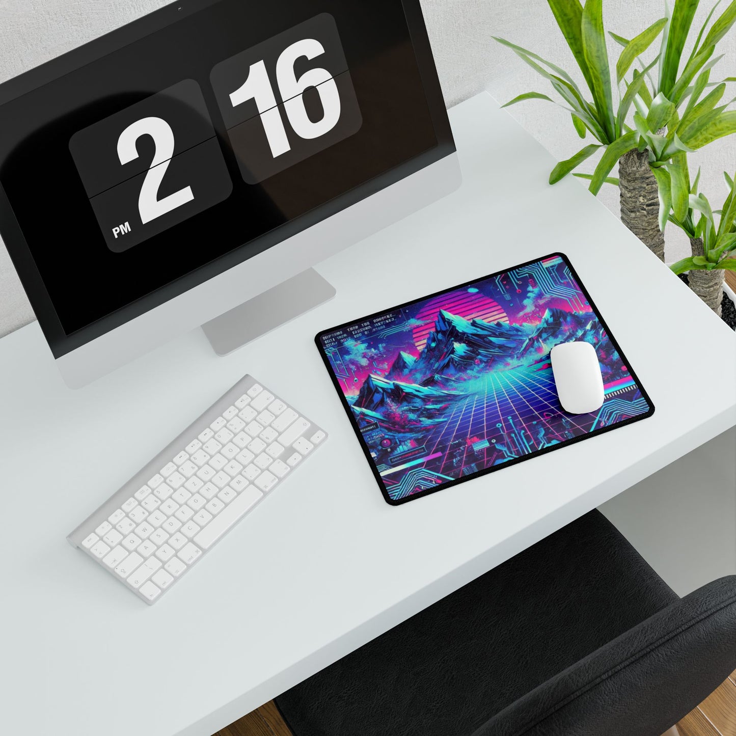 Retro Mountain Themed Desk Mat