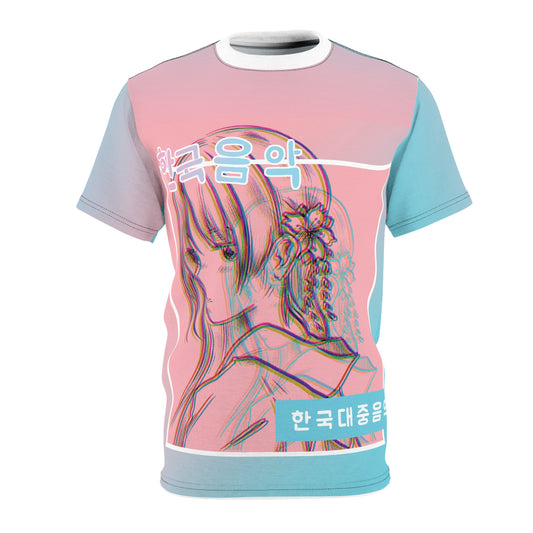 K-Pop Glitch Art Tee | Handmade Custom Shirt | Anime-Inspired Graphic T-Shirt | Korean Music Aesthetic | Trendy Urban Streetwear