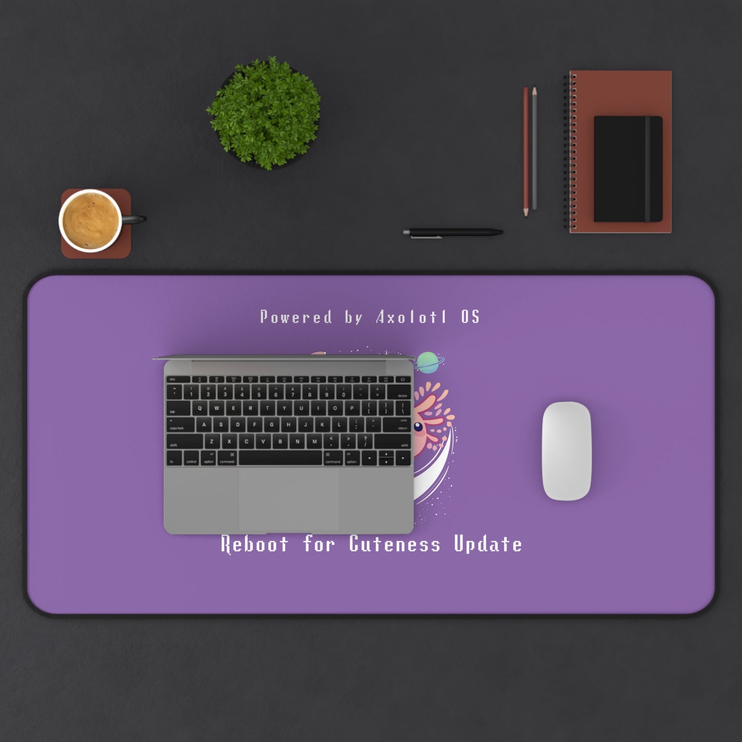 Desk Mat - Axolotl Cuteness OS Update (Light Purple)