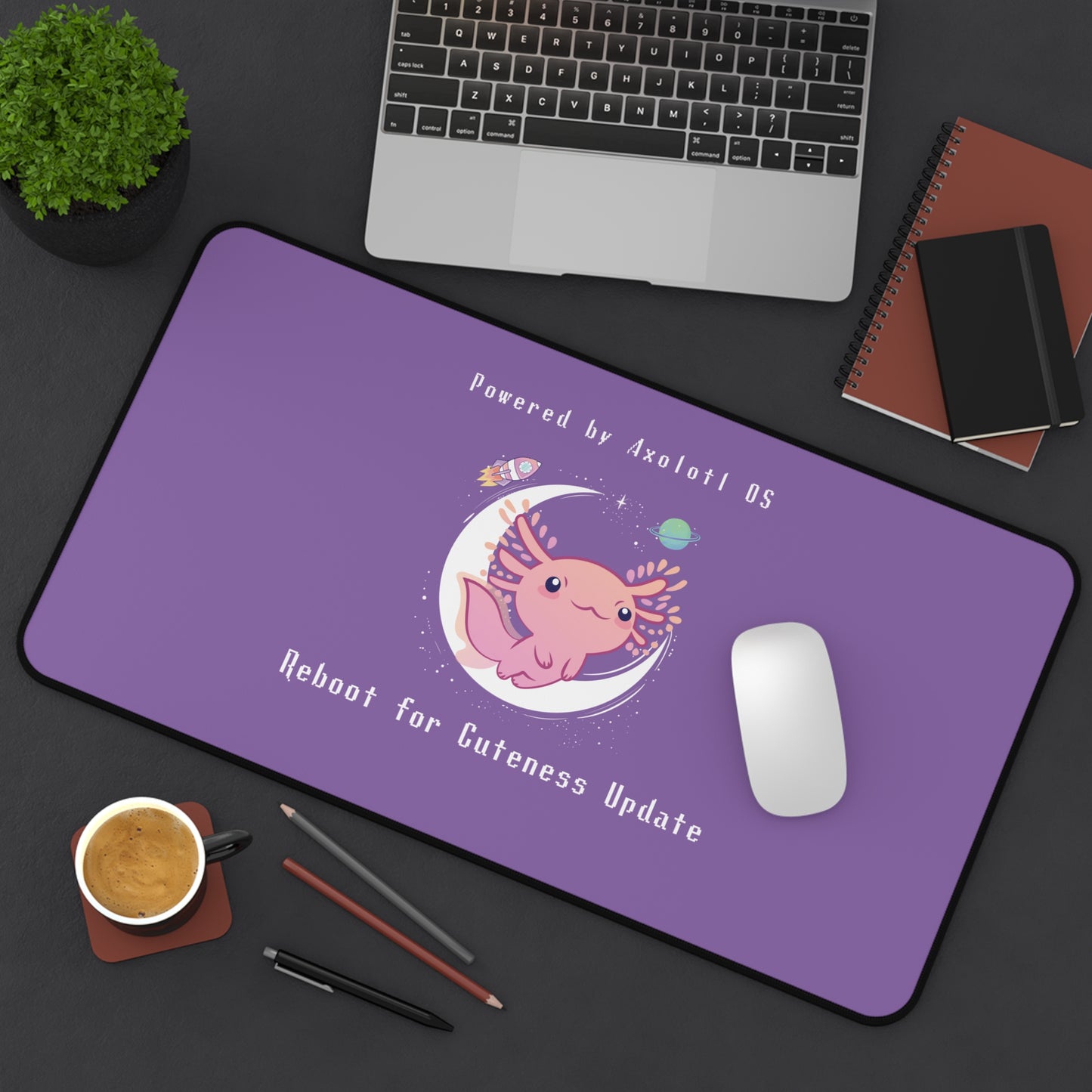 Desk Mat - Axolotl Cuteness OS Update (Light Purple)