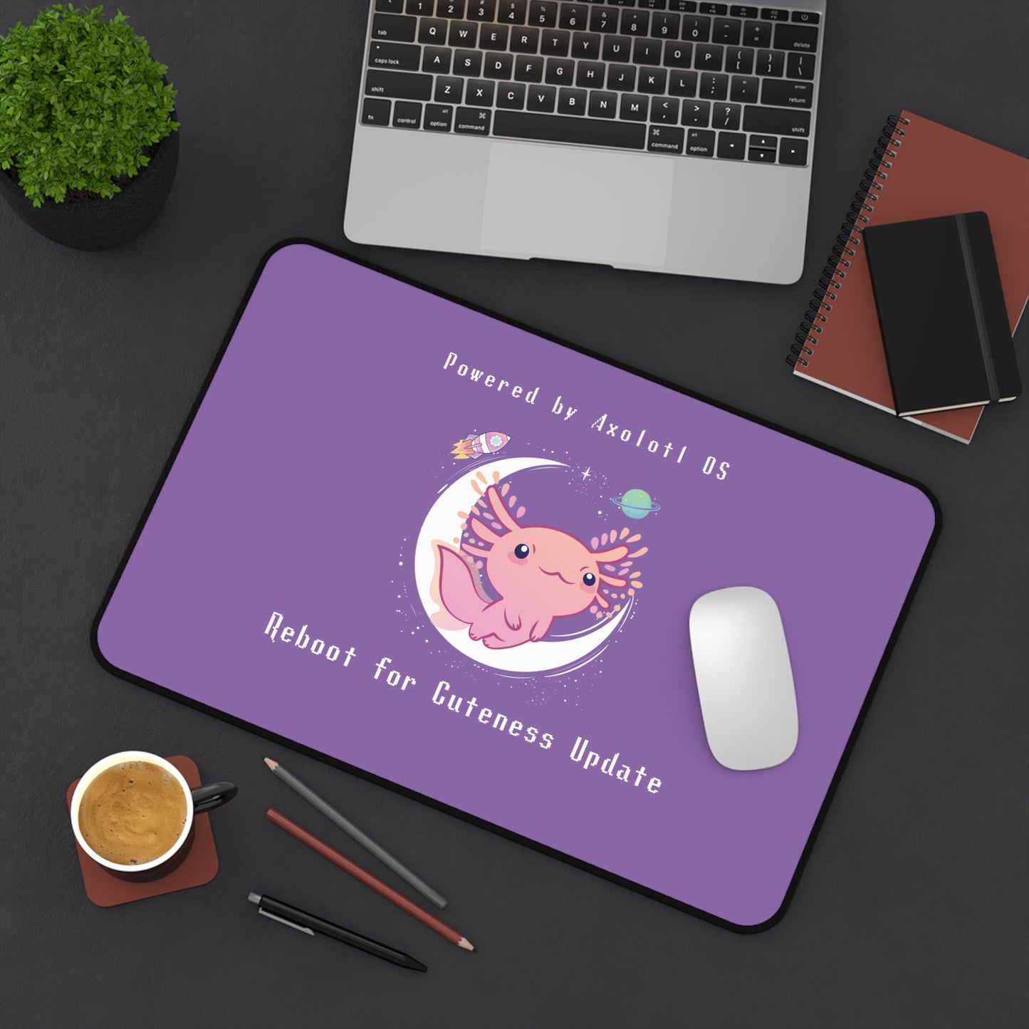 Desk Mat - Axolotl Cuteness OS Update (Light Purple)