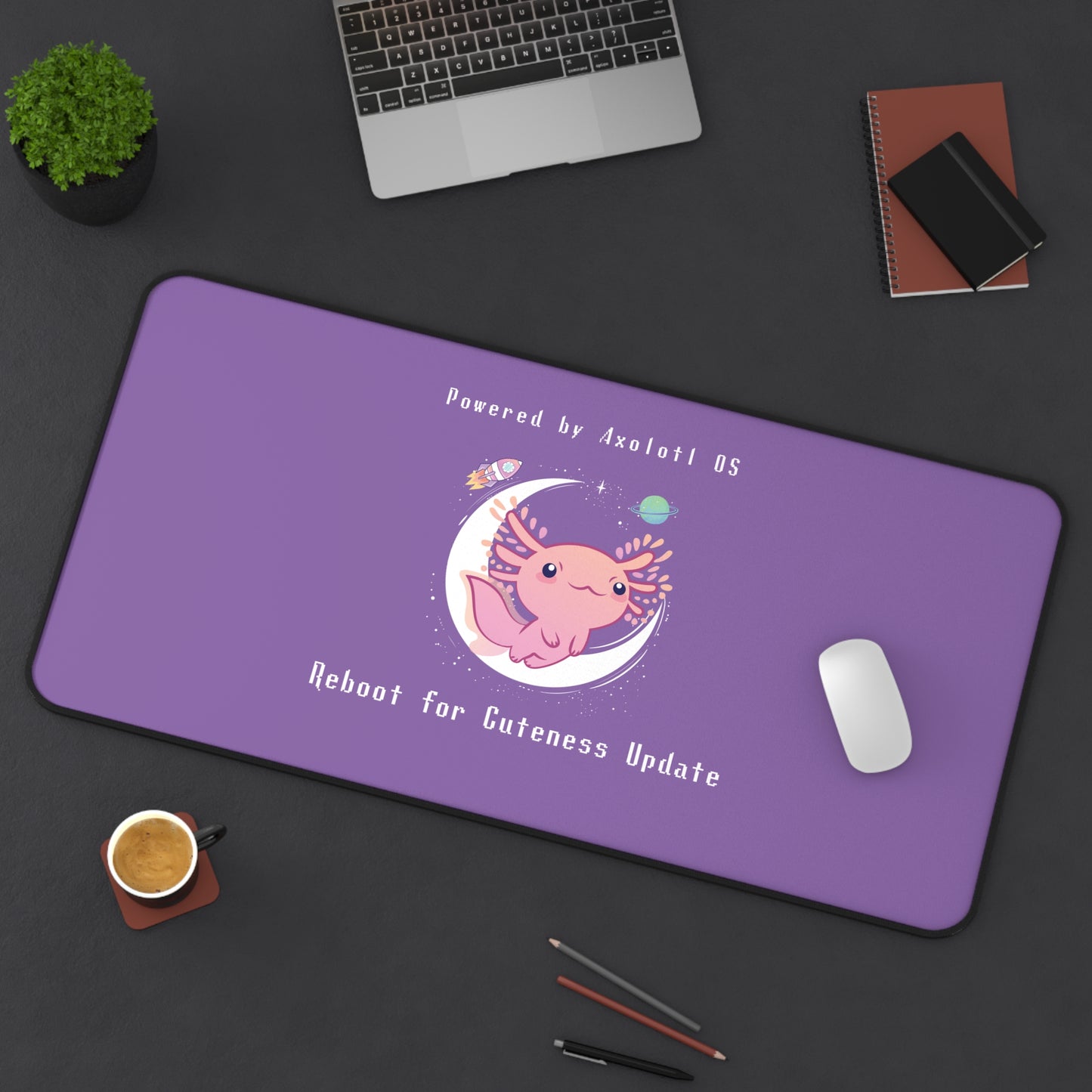 Desk Mat - Axolotl Cuteness OS Update (Light Purple)