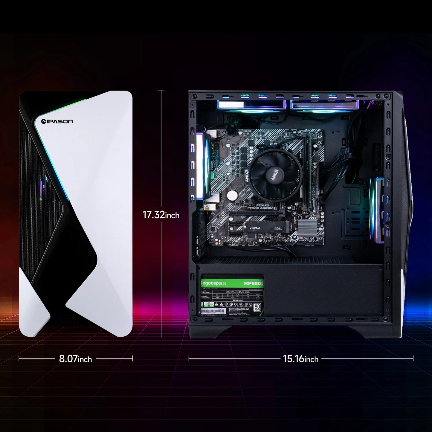 Gaming Desktop,Amd Ryzen 7 5700G 8 Core(Up to 4.5Ghz),16Gb RAM,1TB Ssd,Windows 11 Home - WIFI - Gaming PC
