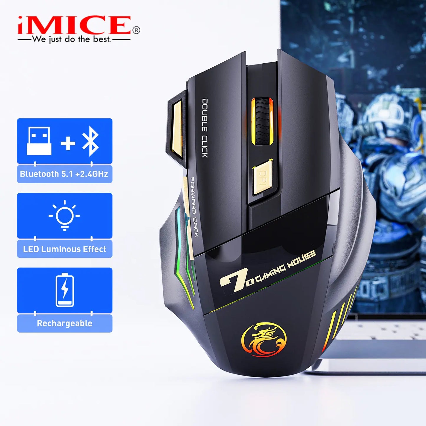 Sleek Pro Wireless RGB Gamer Mouse