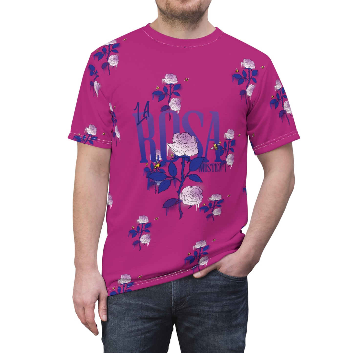 LA Rosa All-Over Print Rose T-shirt Handmade Floral Tee Rose Lover Gift Shirt Botanical Garden Top Nature Lover Gift Botanical Top All-Over