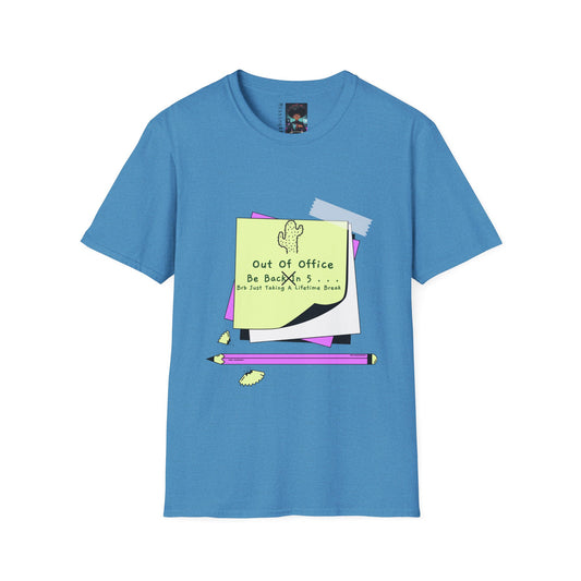 Out of Office T-Shirt | Handmade BRB Graphic Tee | Funny Casual Wear | Urban Street Style | Custom Sticky Note Art
