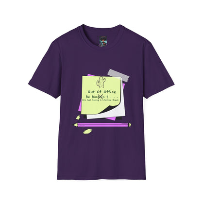 Out of Office T-Shirt | Handmade BRB Graphic Tee | Funny Casual Wear | Urban Street Style | Custom Sticky Note Art