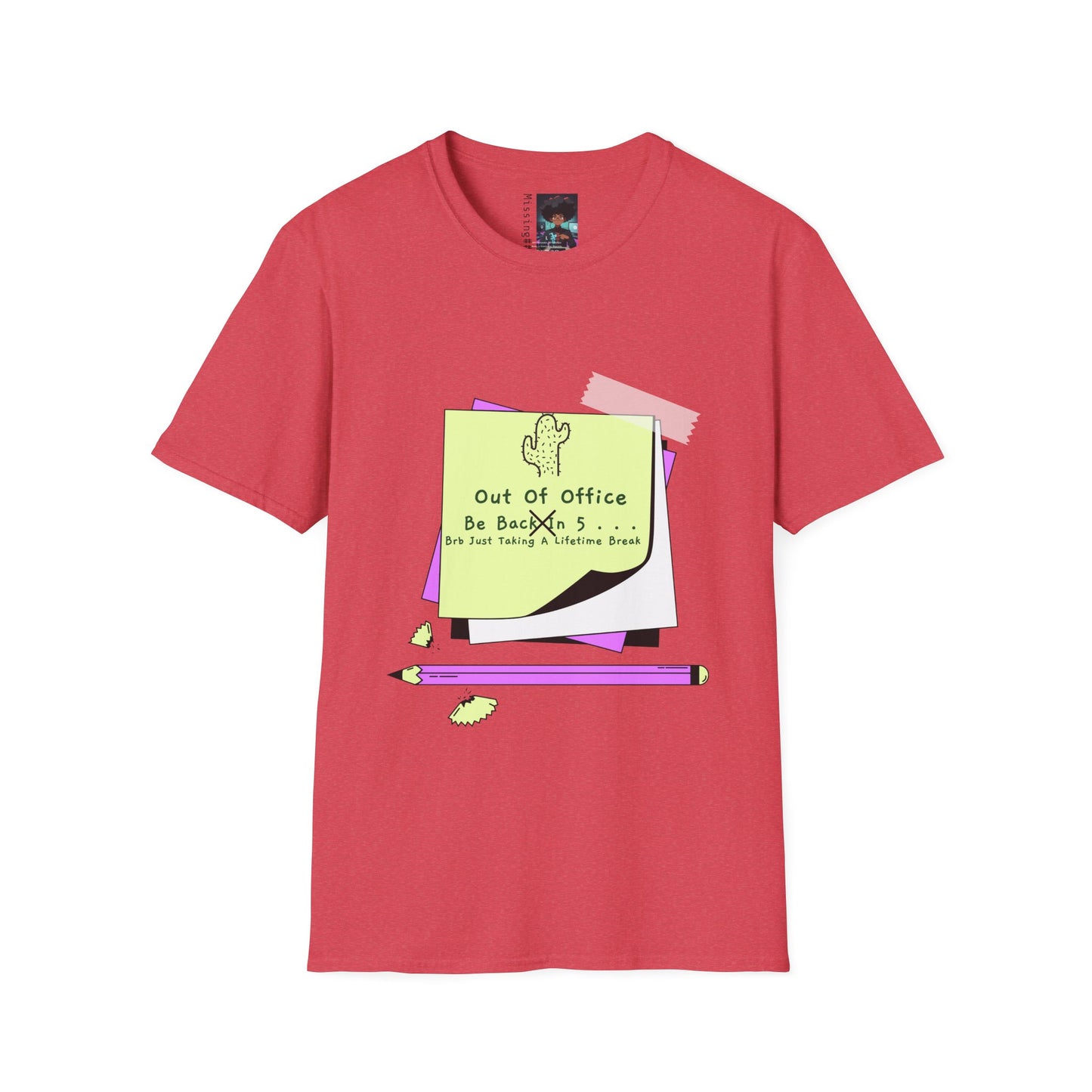 Out of Office T-Shirt | Handmade BRB Graphic Tee | Funny Casual Wear | Urban Street Style | Custom Sticky Note Art