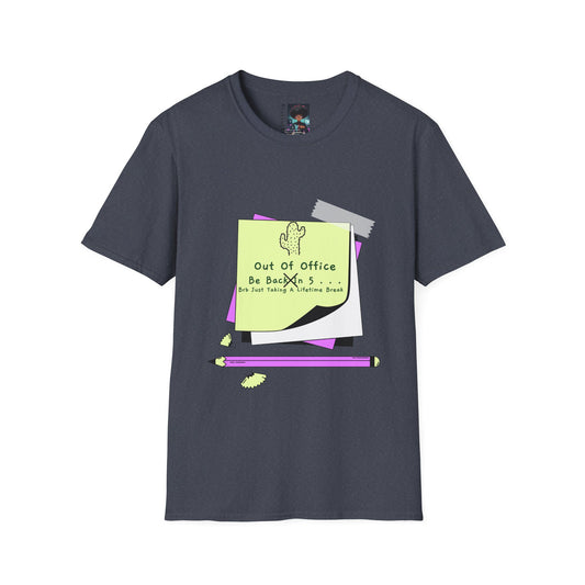 Out of Office T-Shirt | Handmade BRB Graphic Tee | Funny Casual Wear | Urban Street Style | Custom Sticky Note Art
