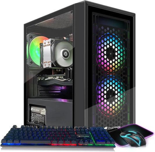 STGAubron Gaming PC Radeon RX 580 8GB Intel i7 Xeon E5 up to 3.6GHz16GB RAM 512GB SSD WiFi BT 5.0 RGB Fan x3 RGB Mouse Pad Windows 10 Home Gaming Computer Tower for Gamer Streaming
