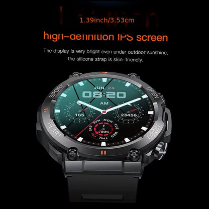 K56Pro Men's Smart Watch with Heart Rate Monitor, Bluetooth Connectivity, 400mAh Long Battery Life, 1.39-Inch 360x360 HD Display for Outdoor Activities